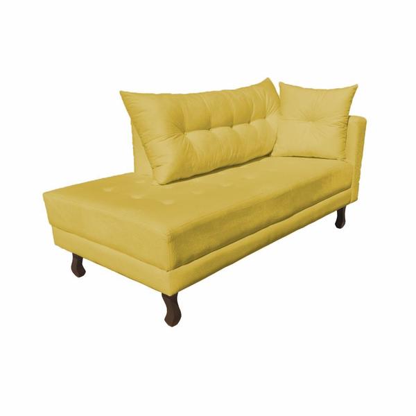 Imagem de Divã Recamier Troya 1,60 Cm Lado Direito Suede Amarelo