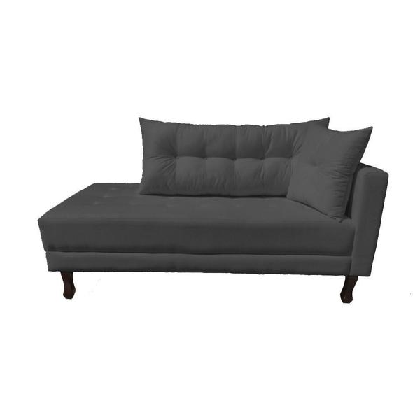 Imagem de Divã Recamier Troya 1,60 Cm Lado Direito Suede Preto Grafite