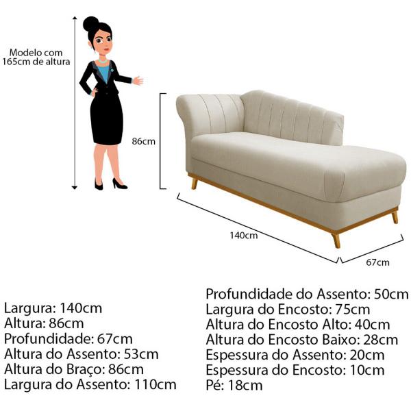 Imagem de Diva Recamier Vanessa 140cm Lado Direito Linho - ADJ Decor