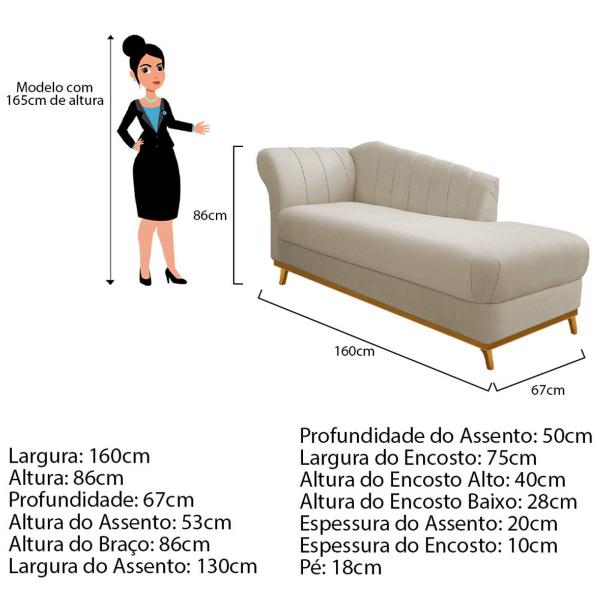 Imagem de Diva Recamier Vanessa 160cm Lado Direito Suede