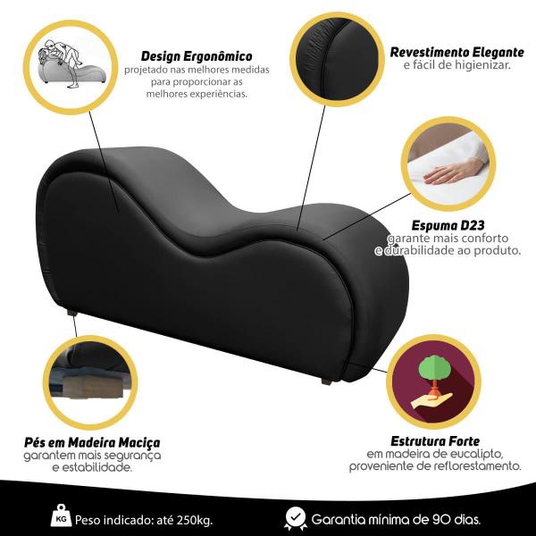 Imagem de Divã Tântrico Sofá Pousada Hotel Motel Corvin Preto Luxo SOFA STORE