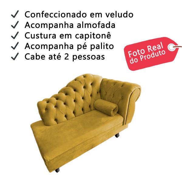 Imagem de Divan Recamier Sala Sofá 2 Lugares Divã 120cm Recepção Escritório Quarto Veludo