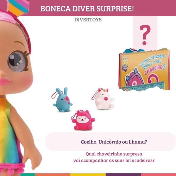 Imagem de Diver Surprise Boneca Cabelo Moreno Com Acessórios Divertoys