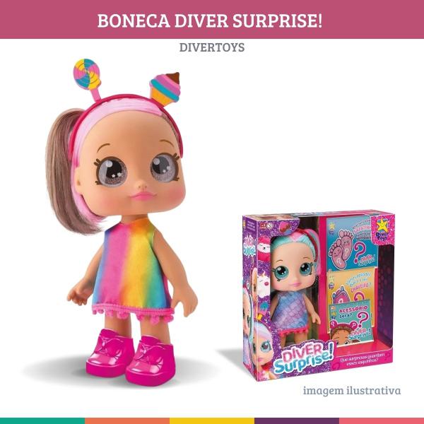 Imagem de Diver Surprise Boneca Cabelo Moreno Com Acessórios Divertoys