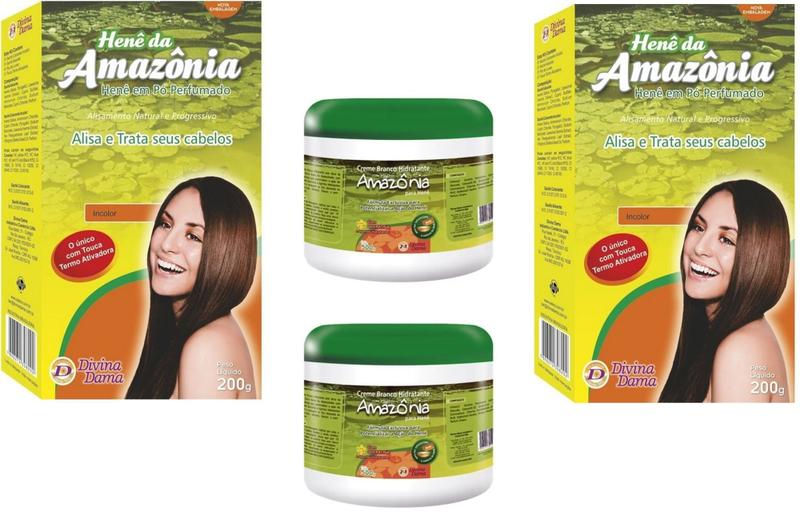 Imagem de Divina Dama Amazonia Incolor Hene em Po 02x200gr + Creme Branco 02x500gr Incolor