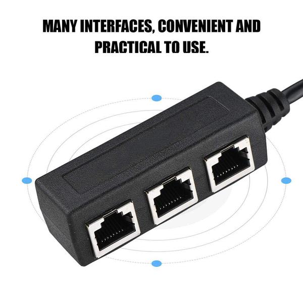 Imagem de Divisor de adaptador de cabo Ethernet RJ45 1 macho para 3 fêmea