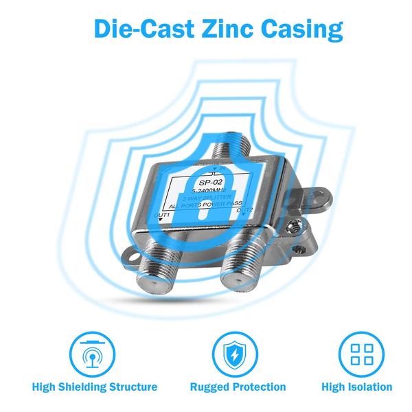 Imagem de Divisor de cabo coaxial NEWCARE Digital de 2 vias 5-2400 MHz