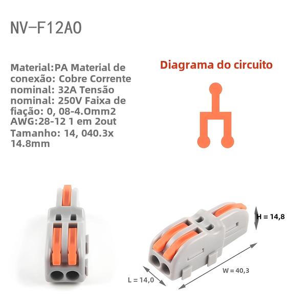 Imagem de Divisor de Cabo Universal Compacto - 20 Peças - Conector Push-in