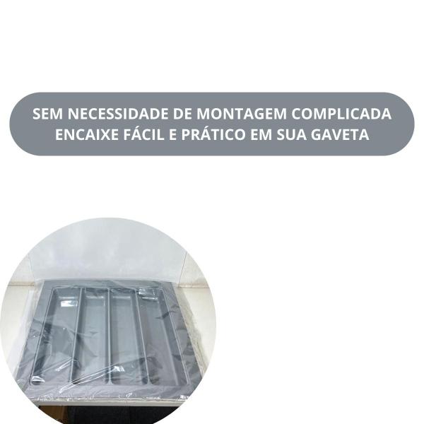 Imagem de Divisor De Talher Og-82 Cinza Metalico 560 X 540mm Moldplast/porta Talher/organizador De Talher