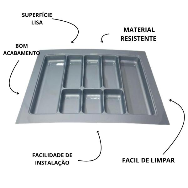 Imagem de Divisor De Talher Og-84 Cinza Metalico 664 X 470mm Moldplast/porta Talher/organizador De Talher