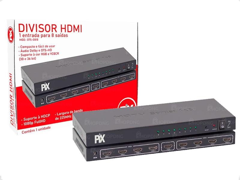 Imagem de Divisor HDMI 1 Entrada 8 Saidas P/ TV 3d 1.4 (015-0069)