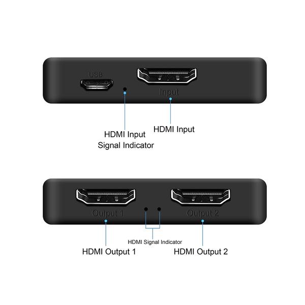 Imagem de Divisor HDMI com links de áudio 1x2 4K @60Hz Divisor HDMI 2.0b
