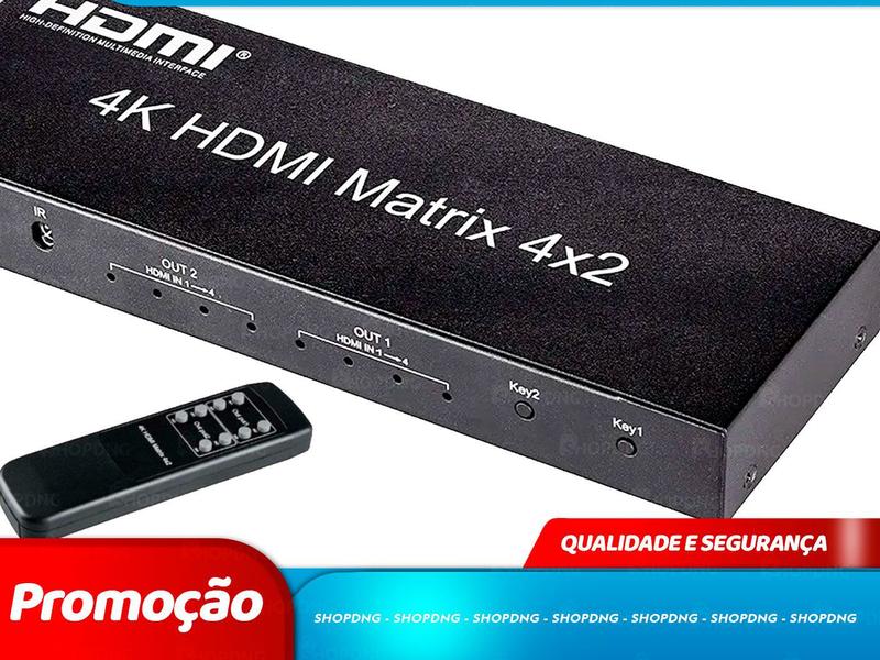 Imagem de Divisor Matrix Hdmi 4x2 4k 3d  Com Controle Remoto