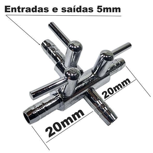 Imagem de Divisor metal para ar ou liquido 3 saídas 5mm com regulagem