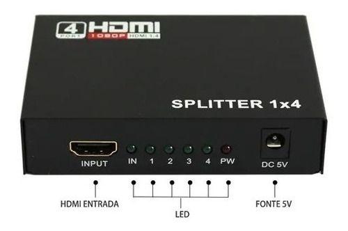 Imagem de Divisor Splitter Hdmi 4 Portas Amplificado 1.4