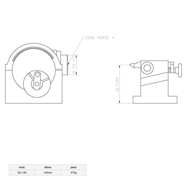 Imagem de Divisor Universal DU-145 + Acessórios + Flange + Placa