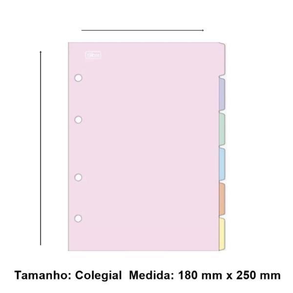 Imagem de Divisórias Para Caderno Argolado Colegial Academie Pastel 6 Divisórias - Tilibra