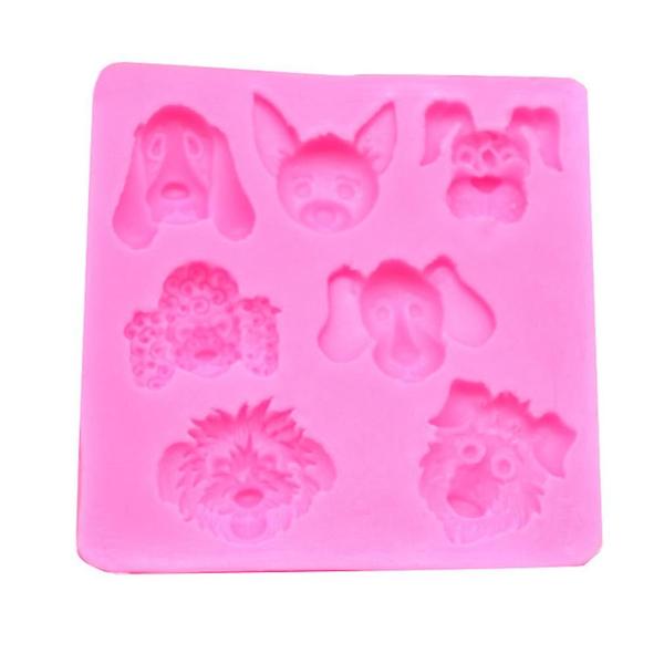 Imagem de Diy Baking Tools 7 Nugget Pet Cartoon Dog Shape Silicone Fondant Cake Decoração Chocolate Molde de Chocolate