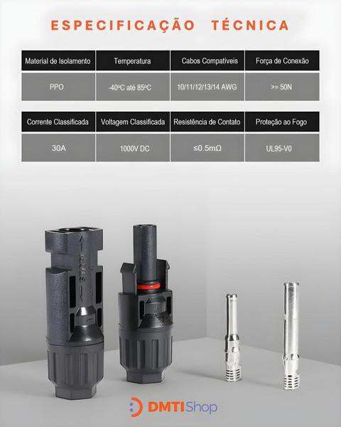 Imagem de DMTI Conector Mc4 3 vias Y Cabo P/ Ligação Paralelo - Par