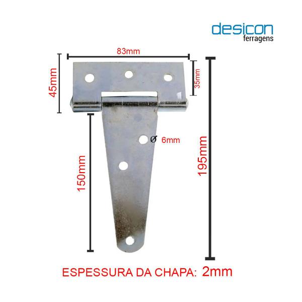 Imagem de Dobradiça 150mm Modelo Leme Para Portões de Madeira