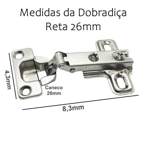 Imagem de Dobradiça 26mm Reta Pressão Pequena Armários Móveis 01 Peça