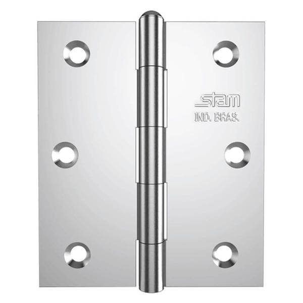 Dobradiça 3.1/2" x 3" x 1,9mm com Pino Reverśivel e Canto Reto - STAM Imagem de Dobradiça 3.1/2" x 3" x 1,9mm com Pino Reverśivel e Canto Reto - STAM