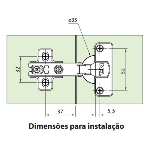 Imagem de Dobradiça 35mm 110º Curva FGV Mola Invertida (Automática) FGVTN