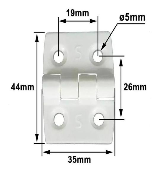 Imagem de Dobradiça 4 Furos Nylon 35x44mm Barco Lancha Náutica Kit 3