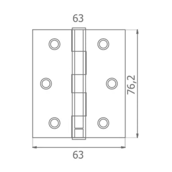 Imagem de Dobradiça Aço Com Rolamento 3 X 2,5 Cromada - Cartela Com 03