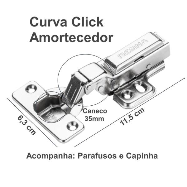 Imagem de Dobradiça  Amortecedor Click 35mm + Parafuso 03 Peças Móveis