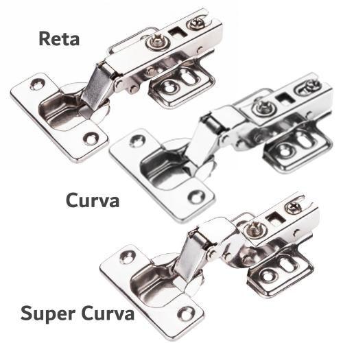 Imagem de Dobradiça Curva Amortecedor Inox Móveis Armários 08 Peças