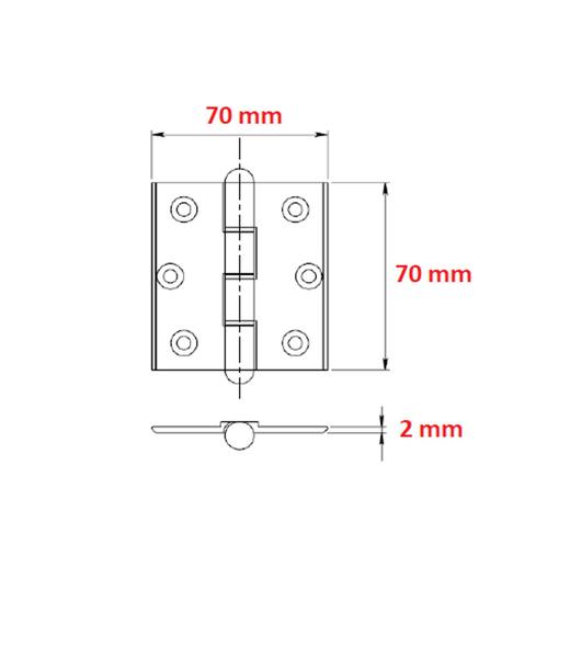 Imagem de Dobradiça De Alumínio 70x70mm Para Porta e Janela - Kit 03 Pçs