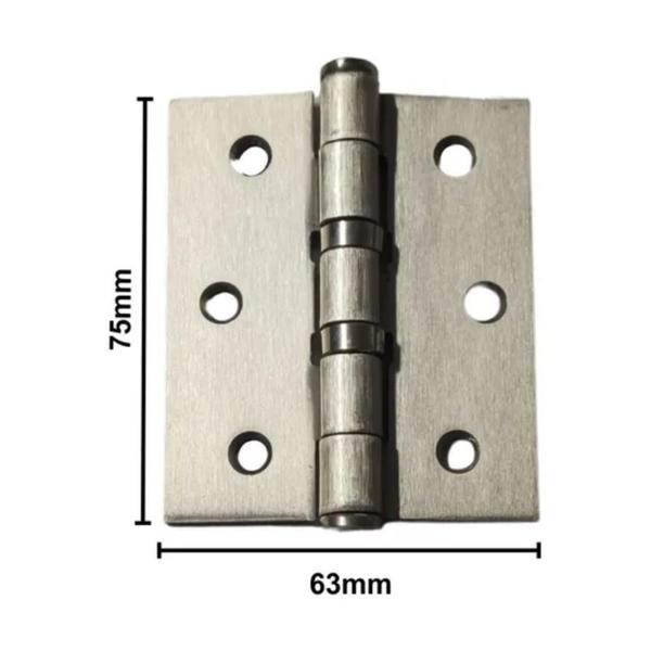 Imagem de Dobradiça Inox Com Rolamento 3 X 2,5 Escovada - Cartela C/03