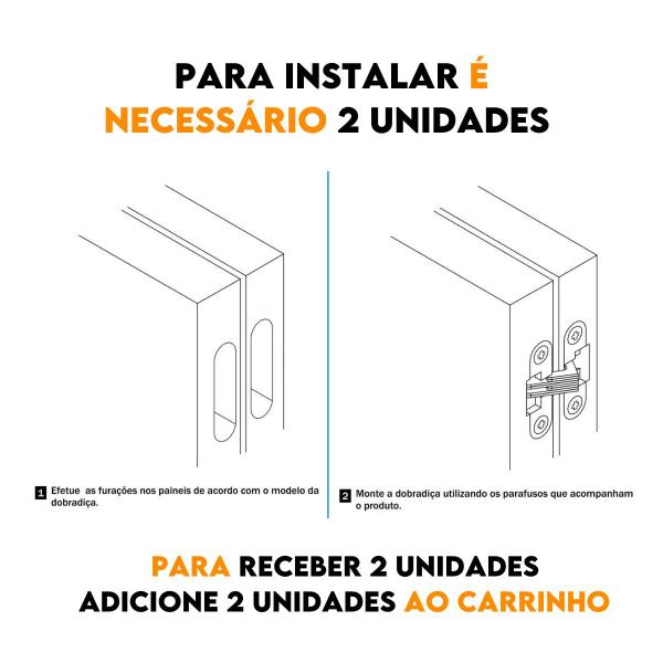 Imagem de Dobradiça Invisível Oculta 60x13mm para Moveis com Parafusos