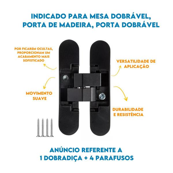 Imagem de Dobradiça Invisível Oculta Preto 110mm Ajustável 3D Mixso