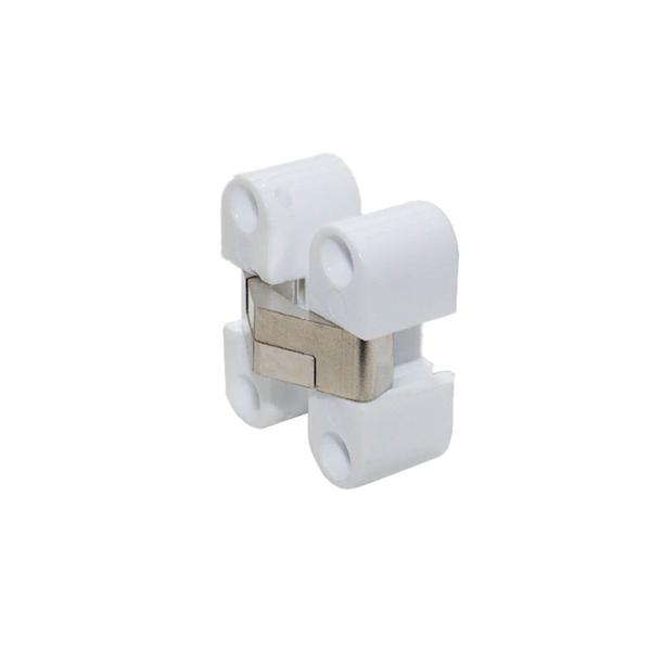 Imagem de Dobradiça Invisível Plástico Branco 180 Graus 11 X 33 Mm Hafele