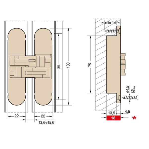 Imagem de Dobradiça Invisivel Regulavel 3D 1129 100x22mm 40 kg-Cean Niquelado-01peça