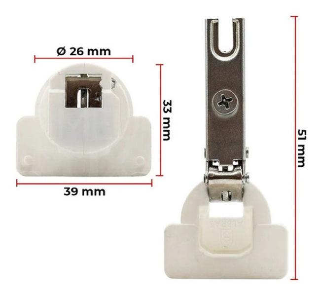 Dobradiça Itatiaia Inamel Com Calço Plástico Para Armários Portas 26mm - Jonness Distribuição Imagem de Dobradiça Itatiaia Inamel Com Calço Plástico Para Armários Portas 26mm