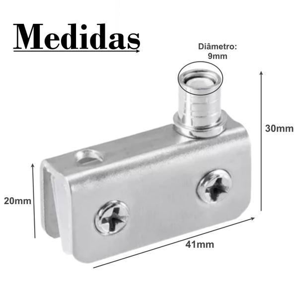Dobradiça P/ Porta de Vidro Vitrine 41X20 Até 6mm 07 Pares - Hardt Imagem de Dobradiça P/ Porta de Vidro Vitrine 41X20 Até 6mm 07 Pares