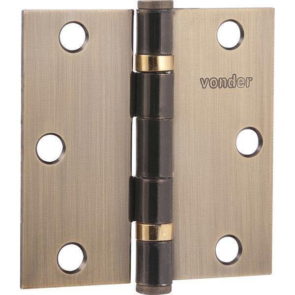 Dobradiça para porta 3" aço carbono latonado com 3 peças - Vonder Imagem de Dobradiça para porta 3" aço carbono latonado com 3 peças - Vonder