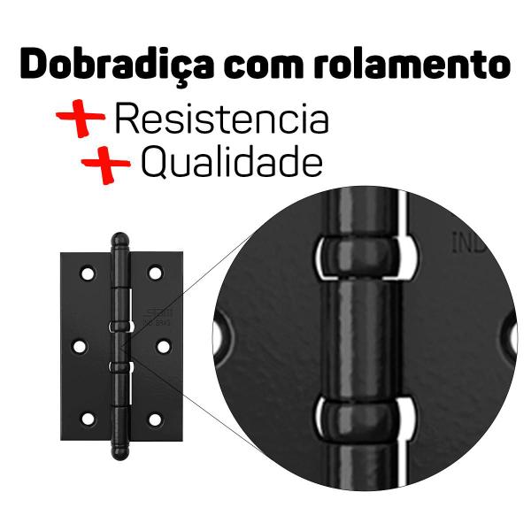 Imagem de Dobradiça Para Porta De Madeira Kit 3 Unidades Stam Preto