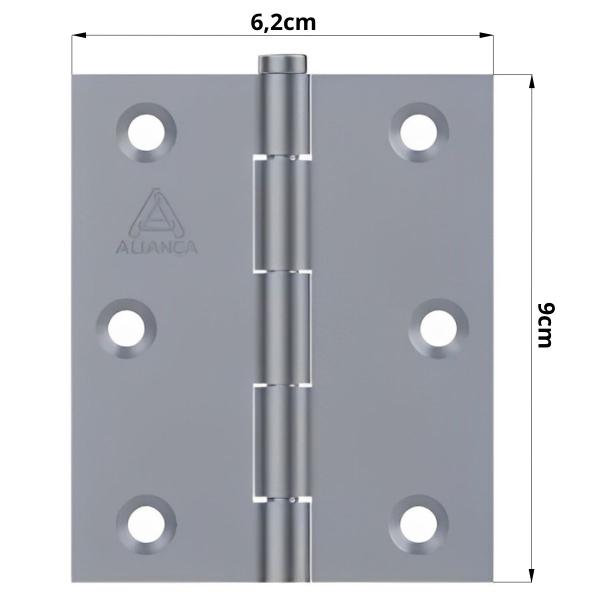 Imagem de Dobradiça Para Porta Portão Madeira Aço Zincado 3.1/2"  Aliança