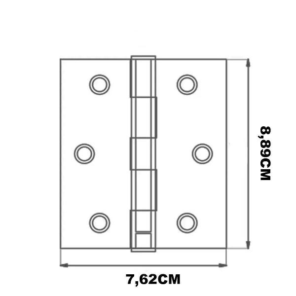 Imagem de Dobradiça Para Portas 3.5X3 2Mm Inox 304 Polido Geris