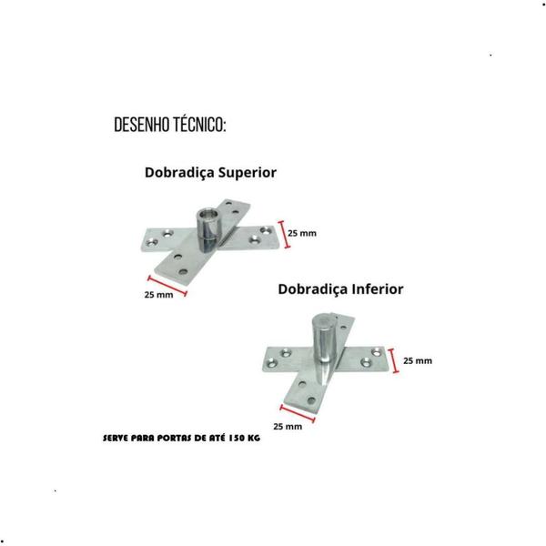 Imagem de Dobradiça Pivotante Em Aço Cromado Até 150 Kg