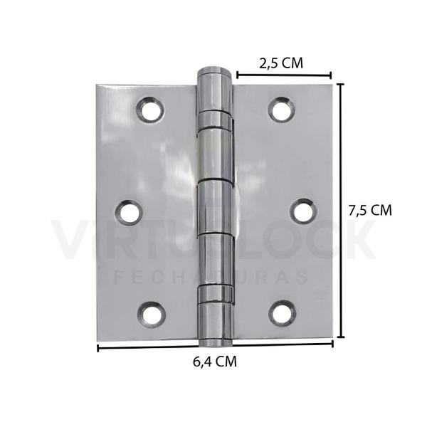 Imagem de Dobradiça Polida C/Reto Inox Com Rolamento