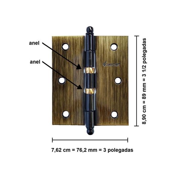 Imagem de Dobradiça Porta Antique Ouro Velho 3 1/2 X 3 Anel Tolemat 3