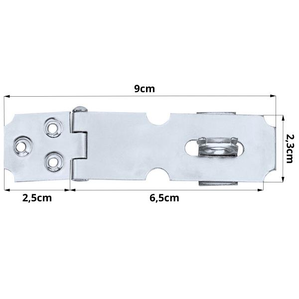 Imagem de Dobradiça Porta Cadeado Fecho Trinco Zincado 2,5" Para Portão Gaveta Armário  Silvana