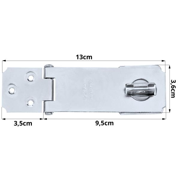 Imagem de Dobradiça Porta Cadeado Fecho Trinco Zincado 3,5" Para Portão Gaveta Armário  Silvana  Kit 06 Un