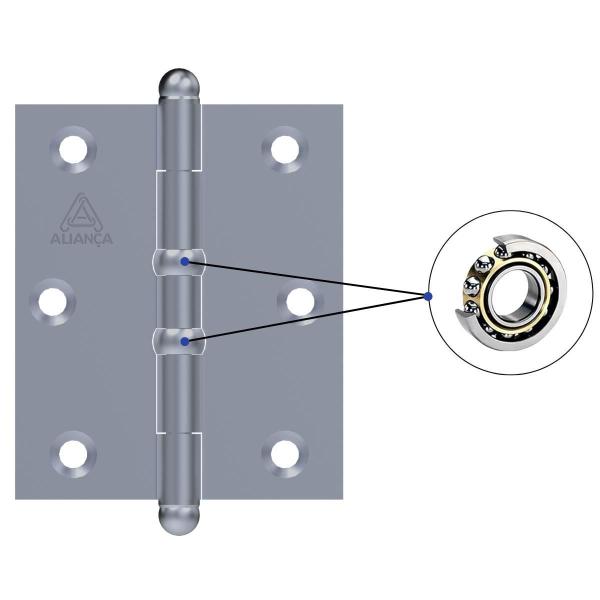 Imagem de Dobradiça Porta Portão Aço Zincado Pino Bola 3.1/2 Pol 06 Un
