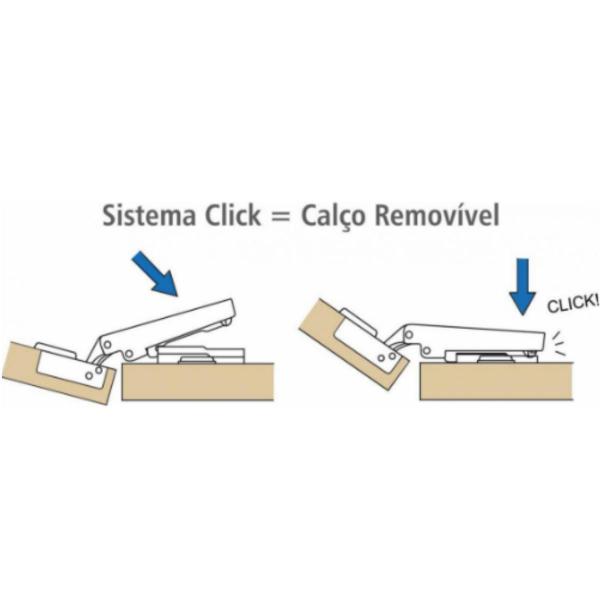 Imagem de Dobradiça Reta Amortecedor Click 28 Peças Móveis Portas